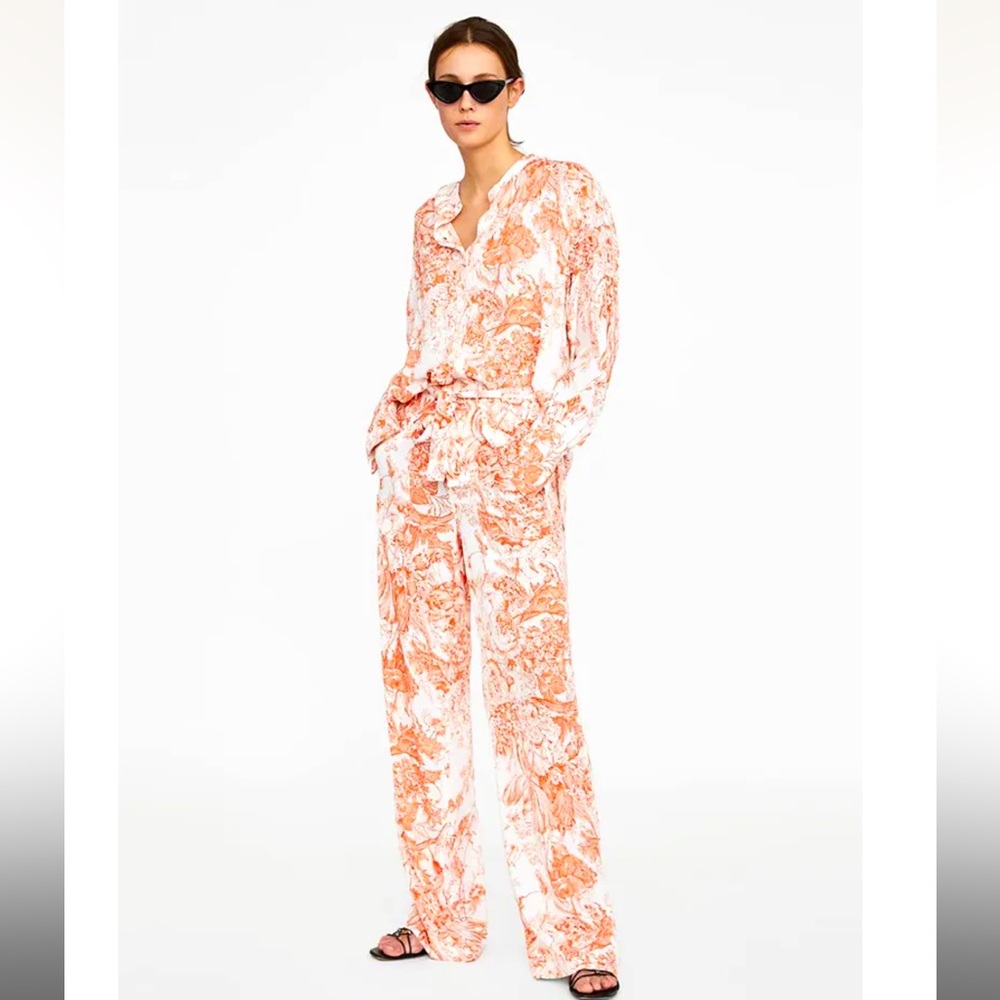 Zara Orange Print Pants